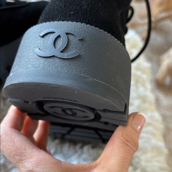 Chanel Black Quilted Combat Boots - Picture 8 of 9
